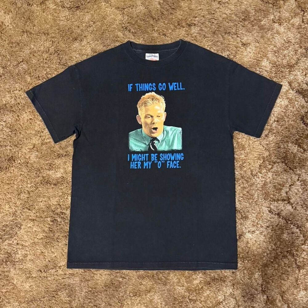 Vintage Office Space 2004 Movie Promo "O Face" T-Shirt Black Medium